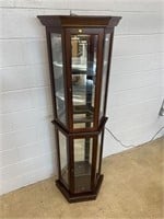 Modern Mirrored Back Lighted Curio Cabinet