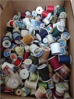 Two Box lot of thread, patterns, scissors and