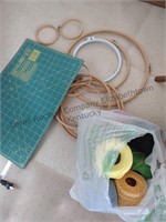 Crochet thread, several sizes of hoops, rotary