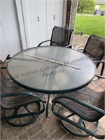 Glass top outdoor dining table nap approximate