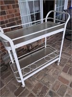Metal Bar cart with tempered glass shelves