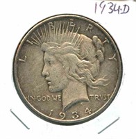 1934-D Peace Silver Dollar