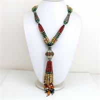 Tibet Hand Made Natural Turquoise & Coral Necklace