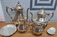 Chippendale tea set silver plated w/Goddards