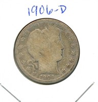 1906-D Barber Silver Half Dollar