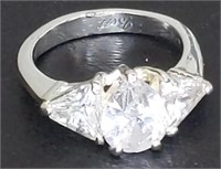 Sterling Silver Plated Genuine CZ Ring - Size 6