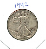 1942 Walking Liberty Silver Half Dollar