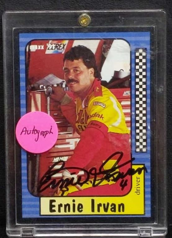 Autographed Ernie Irvin collectors card with hard