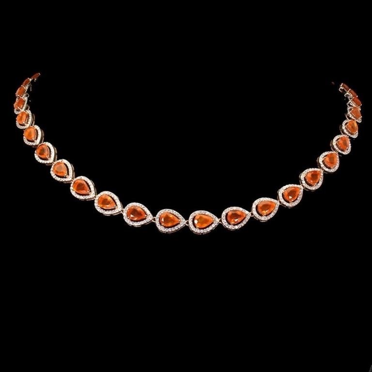 Natural Ethiopian  Orange Opal Necklace