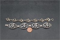2 Sterling & Gold Filled Floral Link Bracelets 21g