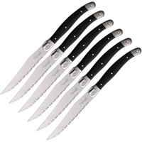 Laguiole 6 pc Steak Knife Set Black w/ case