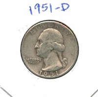 1951-D Washington Silver Quarter
