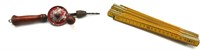Antique Hand Drill /Vtg Wood Carpenter Ruler