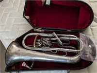 BOOSE IMPERIAL FRENCH HORN IN CASE, LUGGAGE CART