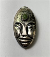 Vintage Large Solid Sterling Jade Pin/Brooch 8 Gr