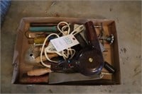 Box of Hand Tools, Blow Dryer, Files