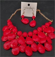 Fashion Jewelry Set Red Matching Necklace &