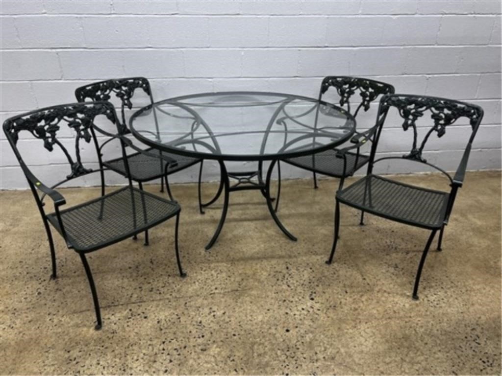 5 Pc. Glass Top & Metal Patio Set