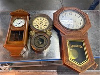 3pc Vintage Wall Clocks: Regulator, 35 Day etc