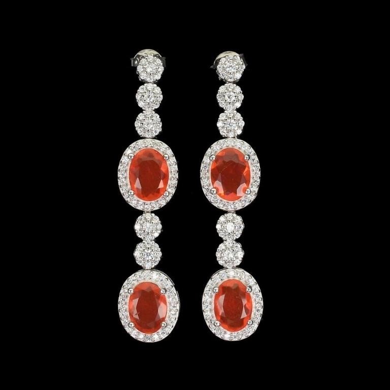 Natural Mexcian Orange Opal 8x6 MM Earrings
