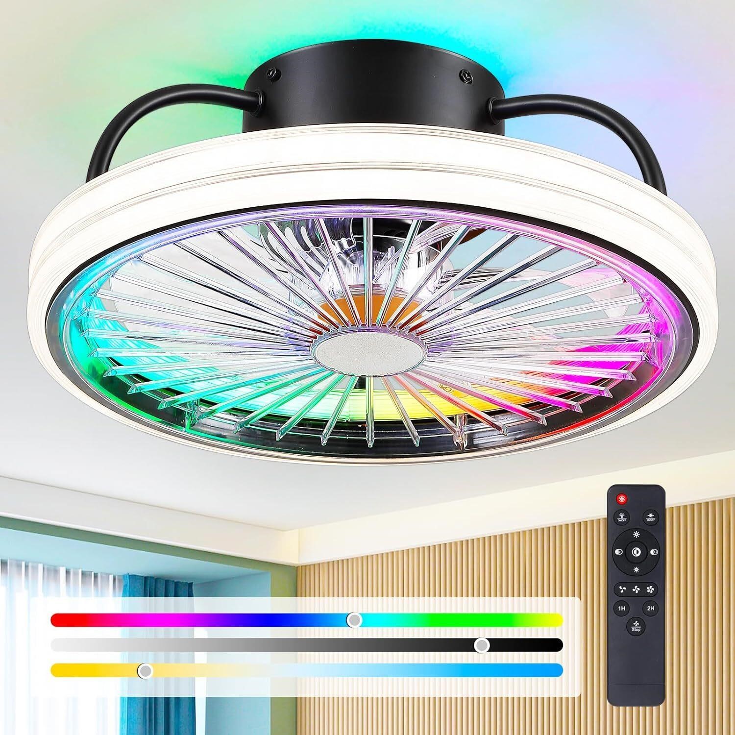 RGB LED 15 Flush Mount - Low Profile Fan
