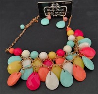 Colourful Set Earrings & Necklace