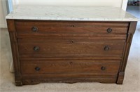 3 DRAWER MARBLE TOP CONSOLE