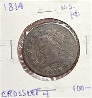 1814 Crosslet 4 Classic Head Large Cent