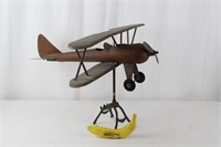 Hand-Made Copper Biplane Weathervane