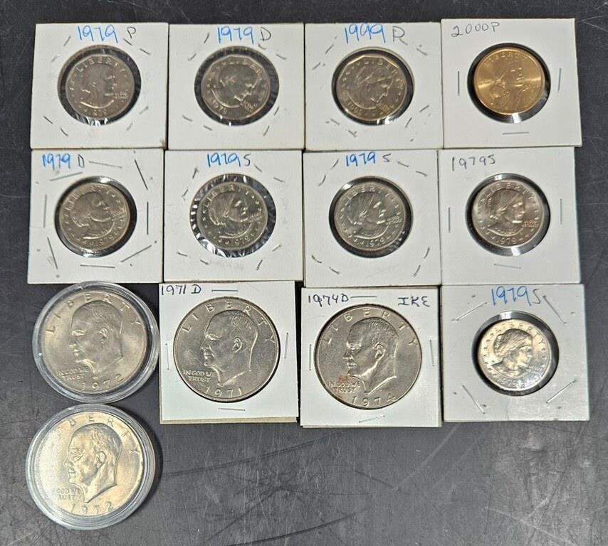 US Dollar Coins - Susan B Anthony, Ike, Sacagawea