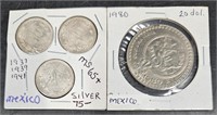 Mexico Silver Pesos - 1937, 1939, 1941, 1980