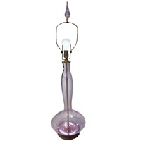 HUGE PINK BLENKO TABLE LAMP WITH GLASS FINIAL