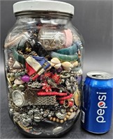 Large Glass Jar of Assorted Jewelry