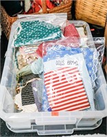 Plastic Tote of Assorted Doll Clothes