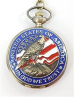 Quartz Pocket Watch with United States of