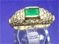 18k gold and silver Emerald ring