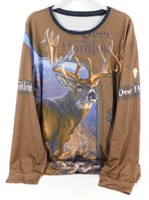 Size XXXL Brown Long Sleeve T-Shirt with Deer on