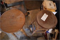 3 Wooden Stools 2 with lazy susan tops