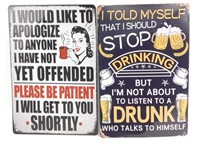 (2) 8"x12" Metal Signs - Neat, New