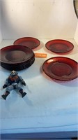 Red Glass Plates Lot