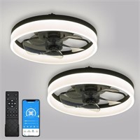 2 Pack Ceiling Fans With Lights 15.7in, Low Profil