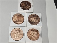 5- 5 Ounce Apocalypse  Copper Rounds