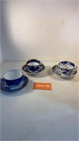 Flow Blue Tea Cup & Saucer Lot