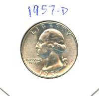 1957-D Uncirculated Washington Silver Quarter