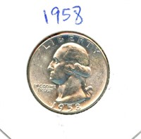 1958 Uncirculated Washington Silver Quarter