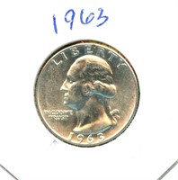 1963 Uncirculated Washington Silver Quarter