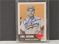 Autographed Carl Erskine Baseball Card NO COA