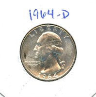 1964-D Uncirculated Washington Silver Quarter