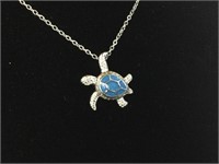 Blue Sea turtle necklace