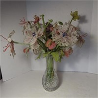 American Brillance vase/ Beaded Flowers